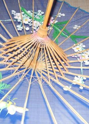Деревянный зонтик шёлк солнце китайский прошлый век4 фото