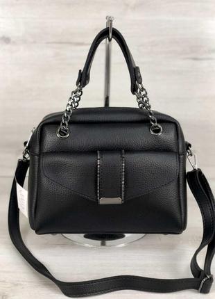 Черная сумка женская черная сумочка через плечо3 фото