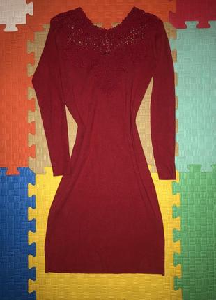 Теплое платье s/m красное с кружкой5 фото