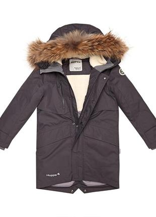 Пальто зимове для хлопчиків huppa david темно-сірий р.134 (12270120-00018-134)4 фото