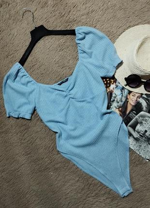 Красивый боди в рубчик с рукавами-фонариками