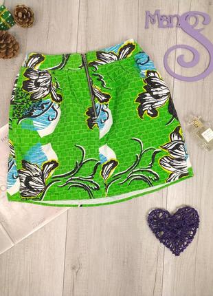 Женская юбка river island мини летняя зелёная с цветочным принтом размер 8 (s)4 фото