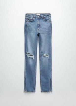 Високі джинси з розрізами zara