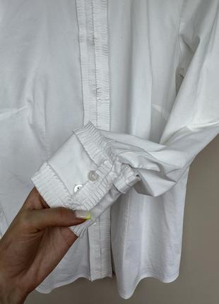 Стильная белоснежная рубашка блуза в офисном деловом стиле воротник стойка6 фото