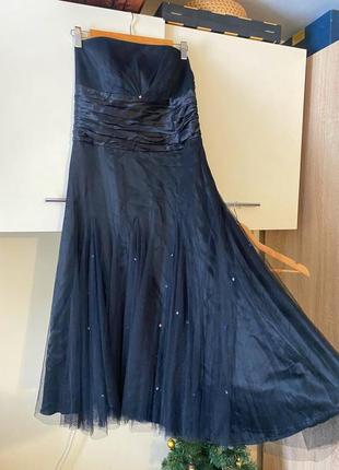 Платье вечернее с натуральным шелком, стильное платье, платье черная в камушках