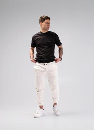 Чоловічі спортивні штани seam трикотажні весна-осінь білі2 фото