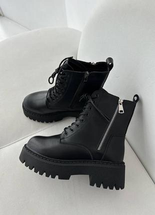 Распродажа натуральные кожаные зимние черные ботинки - берцы 36р.6 фото