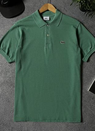 Мужское шикарное зеленое поло lacoste оригинал тенниска футболка с воротником лакоста размер m