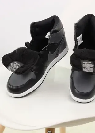 Кроссовки nike air jordan 1 retro black ❄️теплые зимние ботинки сапоги fur мех ☔️🌧🌤2 фото