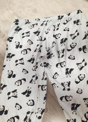 Піжамні штани з пандами!!🤍🖤 великого розміру2 фото