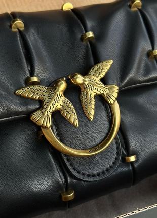 Женская сумка pinko black quilted leather love mini puff staples3 фото
