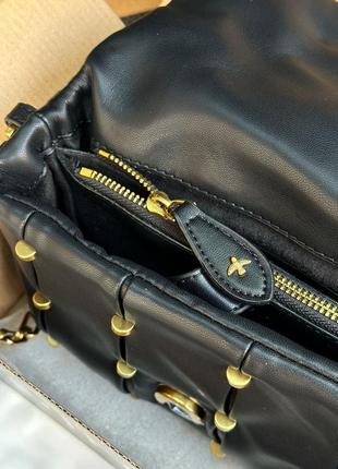 Женская сумка pinko black quilted leather love mini puff staples4 фото