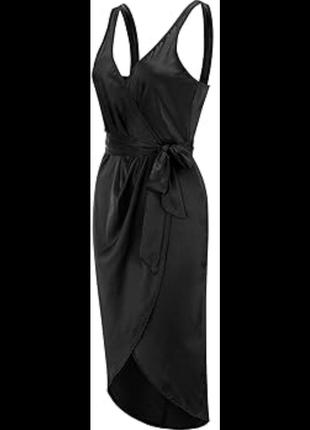H&m атласна чорна сукня, силуетне обнягуюче плаття, святкова, маленьке чорне плаття