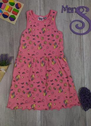 Платье для девочки looney tunes розовое принт твити размер 122/128 (7-8 лет)