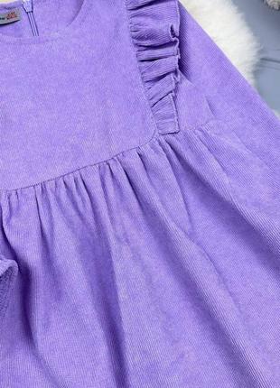 Детское платье микровельвет вельветовое платье с длинными рукавами и воланами2 фото