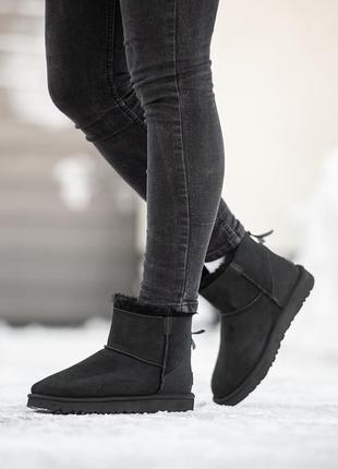 Ugg mini black zip, уггі жіночі чорні з блискавкою, угги женские мини молния, угги змейка, угги міні