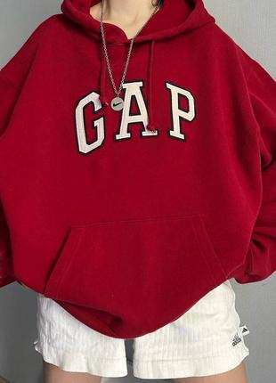 Худі oversize «gap»  теплий,якісна трьохнитка на флісі, графіт, джинс, червоний, меланж, чорний6 фото
