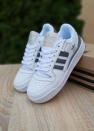 Женские кроссовки adidas forum low white grey форум белого с серым цветами1 фото