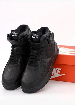 Кроссовки nike air force black ❄️ теплые зимние ботинки сапоги fur мех ☔️🌧🌤