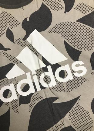 Детская хлопковая футболка с принтом adidas (адидас 11-12 лет 146-152 см идеал оригинал серо-белая)5 фото