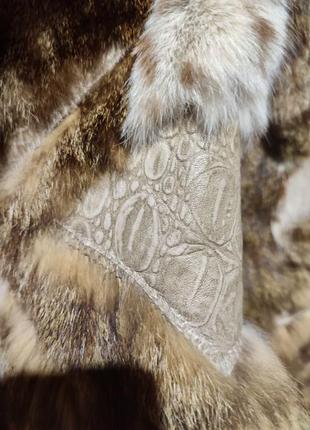 Шуба sollo exclusive шубка из натурального меха тростниковый кот, липпи, дикая рысь кожаная енот.8 фото