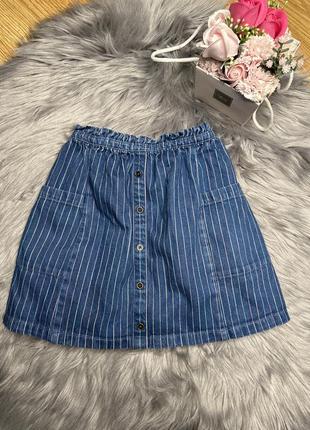 Стильная качественная джинсовая юбка в полоску для девочки 5/6р next1 фото