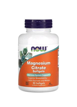 Magnesium citrate, 90 softgels now foods магний