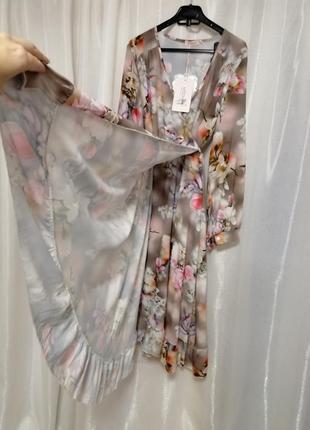 Красива ефектна сукня на запах квітковий принт з легкої стрейчевої тканини supersoft розмір на бирц3 фото