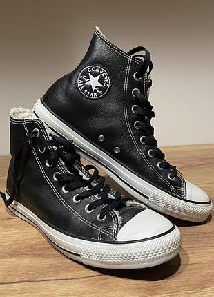 Кеды converse высокие черные кожаные1 фото