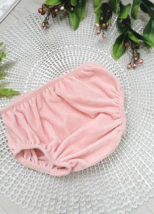 Трусики на памперс подгузник поверх велюровые нарядные розовые 9-12 мес на 1 годик