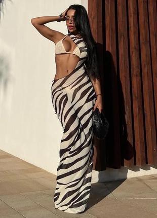 Платье сетка зебра,прозрачное на пляж,накидка на купальник2 фото