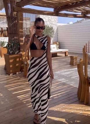 Платье сетка зебра,прозрачное на пляж,накидка на купальник4 фото
