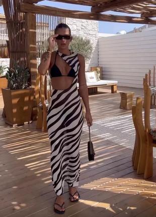 Платье сетка зебра,прозрачное на пляж,накидка на купальник5 фото