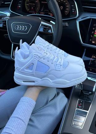 Жіночі кросівки nike air jordan 4 retro all white fur | найк джордан 4 | зима | утеплені | шкіра, хутро | зимові кросівки