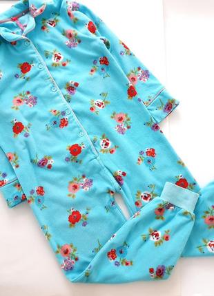 Флисовый человечек комбинезон в цветы слип пижама поддева