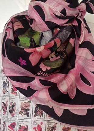 Снизи! шелковый платок с цветочным принтом, италия8 фото