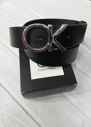 Ремень мужской из кожи + коробка, ремень 4см кожа черный, ремень в стиле calvin klein келвин кляйн