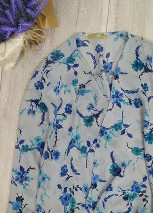 Женская блузка tu без застёжки с коротким рукавом голубая с цветочным принтом размер 14 (l)2 фото