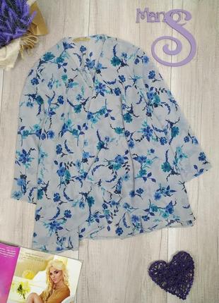 Жіноча блузка tu без застібки з коротким рукавом блакитна прозора з квітковим принтом розмір 14 (l)
