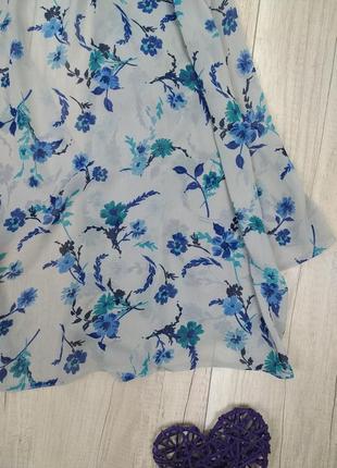 Женская блузка tu без застёжки с коротким рукавом голубая с цветочным принтом размер 14 (l)6 фото