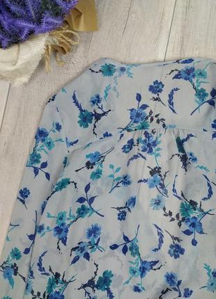 Женская блузка tu без застёжки с коротким рукавом голубая с цветочным принтом размер 14 (l)5 фото
