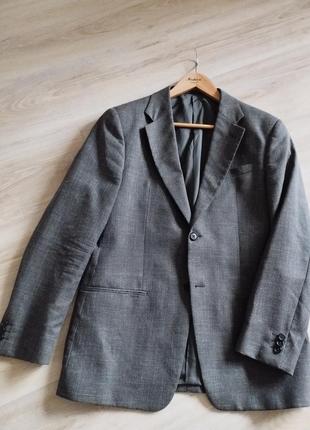 🏬 armani. чоловічий піджак в клітинку. 50 р. вовна+шовк+льон