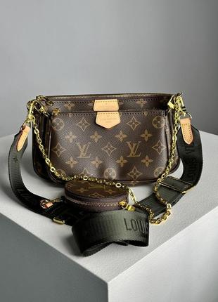 Женская сумка louis vuitton multi pochette brown/green