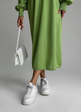 Зеленое салатовое доза вязаное платье свободного кроя9 фото