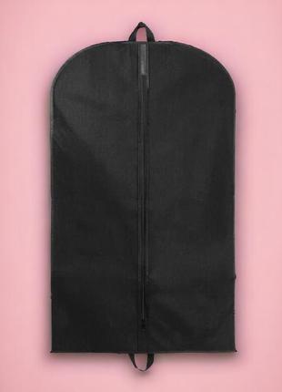 Чохол для зберігання довгого одягу 60х180 см із повітропроникної тканини "спанбонд", дві ручки, колір чорний