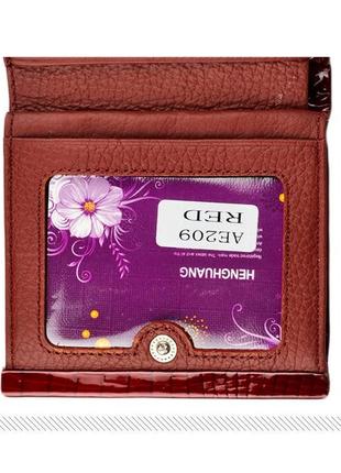 Маленький женский кожаный кошелек henghuang hn-209 red, натуральная кожа6 фото