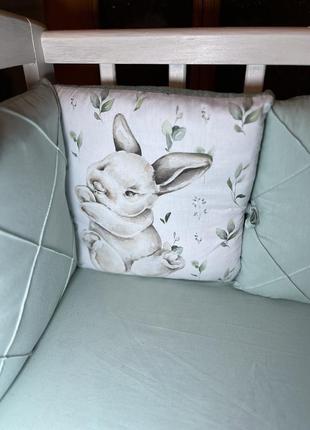 Комплект у ліжечко «зайчик з бавовняними квітами»