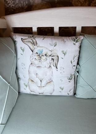 Комплект у ліжечко «зайчик з бавовняними квітами»