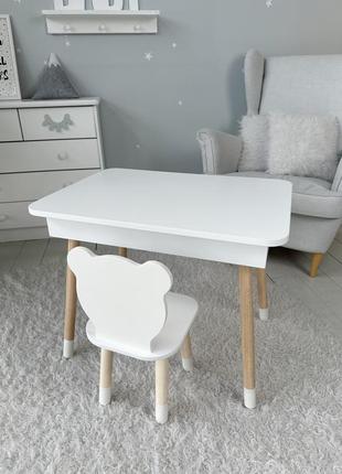 Детский столик и стульчик белый. столик с ящиком для карандашей и разукрашек1 фото