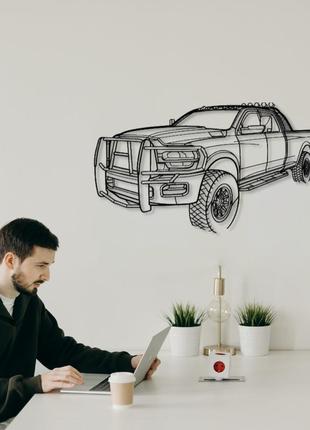 Авто ram 2500 angle silhouette, декор на стіну з металу